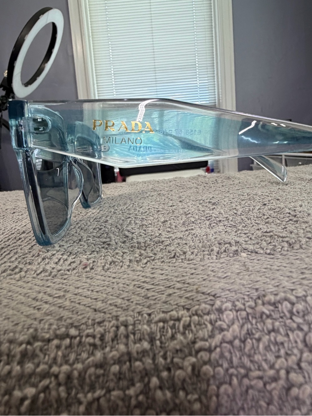 Clear Light Blue Square-Frame Sunglasses - Picture 4 of 4